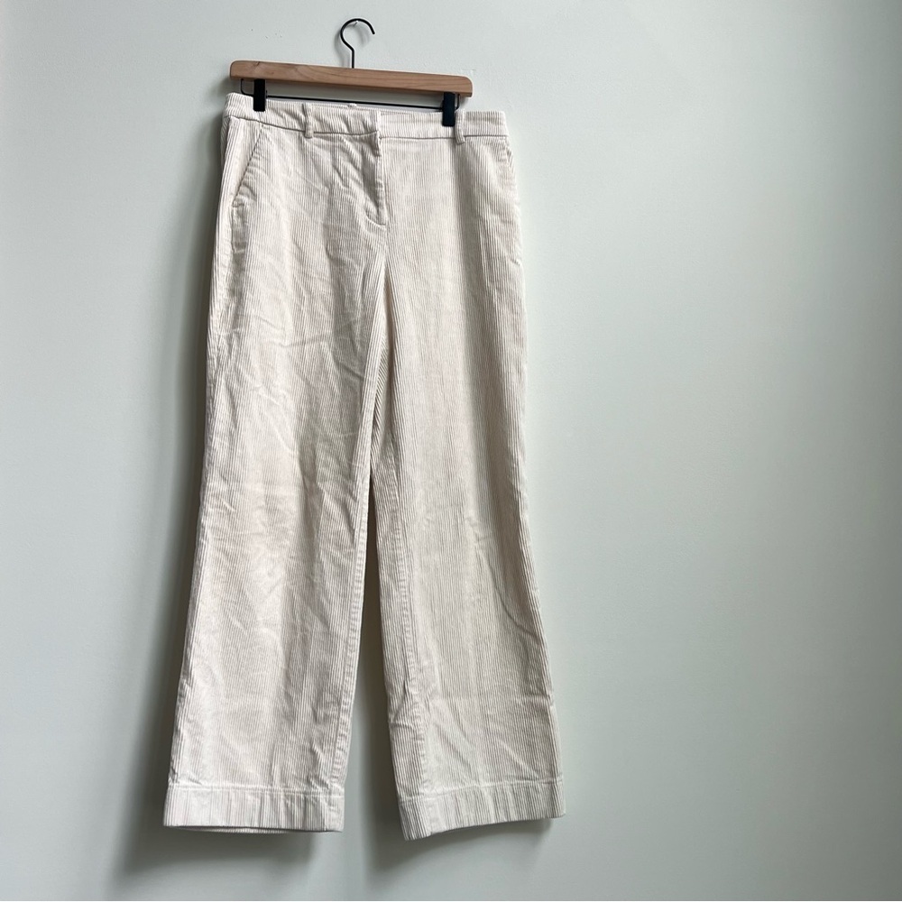 J Crew Factory Wide-leg corduroy trouser Women's Size 10 Tall Ecru Cream Preppy - Picture 5 of 14